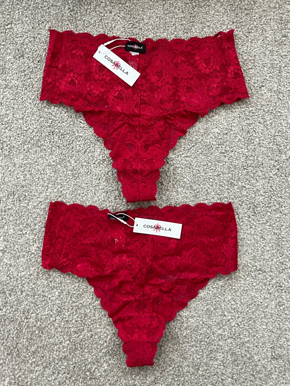 NWT Cosabella Red Lace Thong Bundle - 2 Pair Size 1X Retails $80